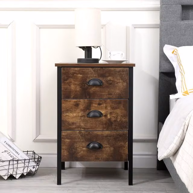 HMD 3-Drawer Chest of Drawers in Burnt Wood Brown
