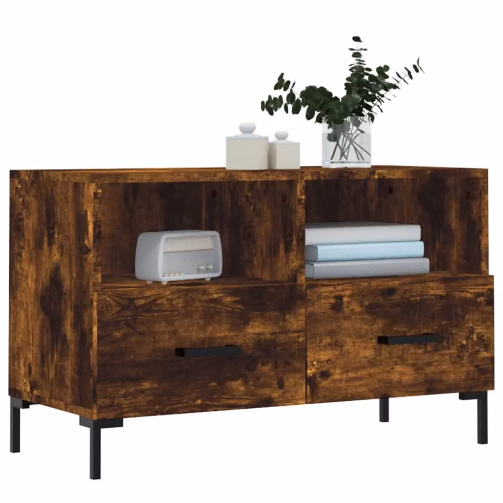 Berkfield Home Smoked Oak TV Cabinet in Brown, W/D/H: 80 x 36 x 50 cm – 3