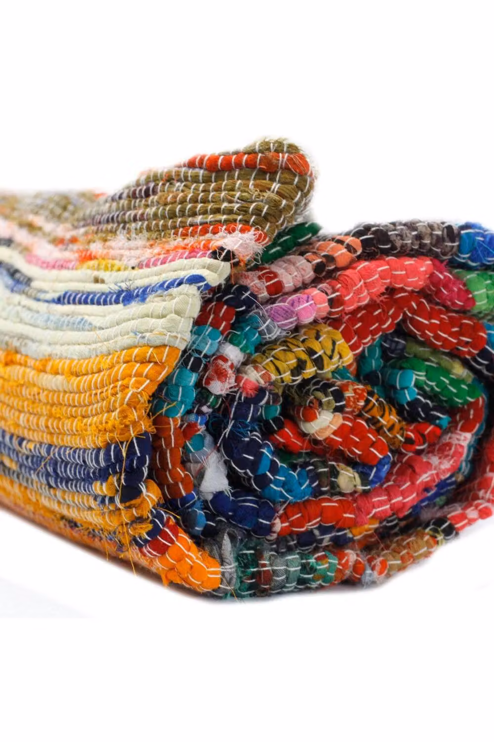 KDMD Natural Striped Rag Rug in Beige and Multicolour, W: 155 cm, D: 90 cm – 3