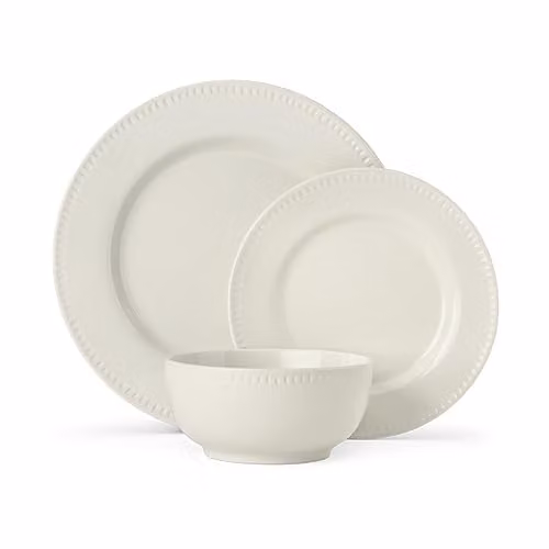 Mikasa Cranborne 12-Piece Cream Stoneware Dinner Service for 4 Adults