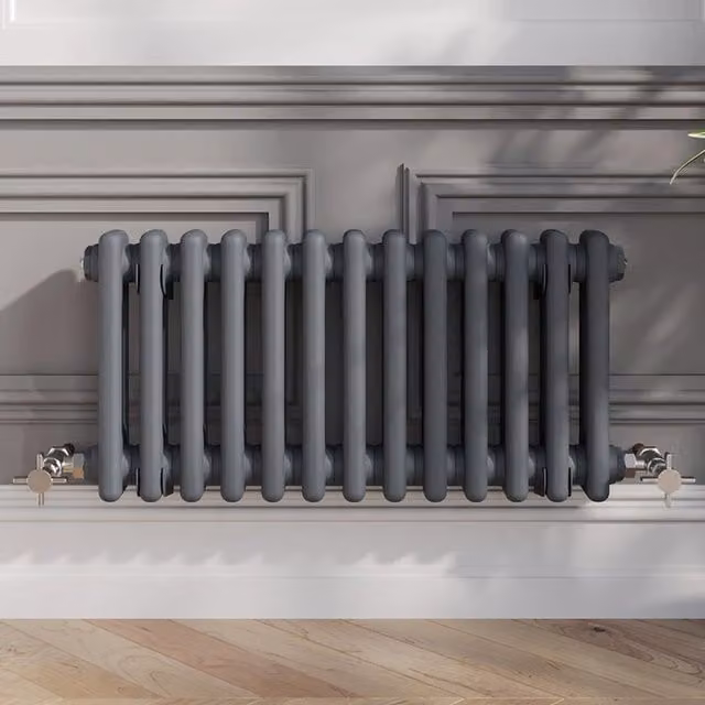 Temprazo Anthracite Steel Wall Mounted Column Radiator H: 60.5 cm, W: 30.0 cm, D: 7.0 cm