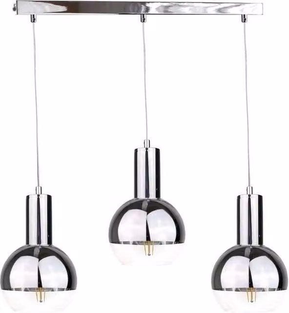 Netlighting Ice Bar Pendant Ceiling Light in Silver, 60cm, with 3x E27 Sockets