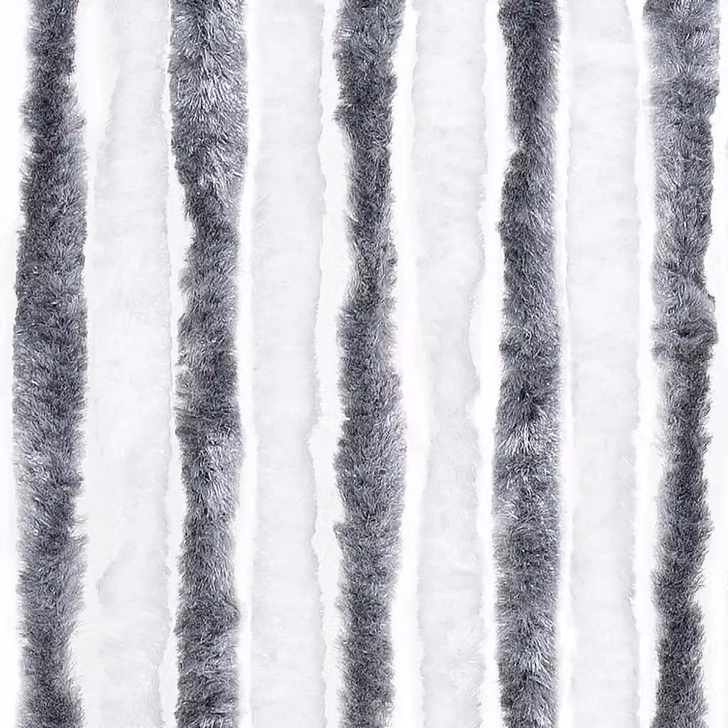 Berkfield Home Grey and White Striped Chenille Insect Curtain, W: 56 cm, H: 200 cm – 4