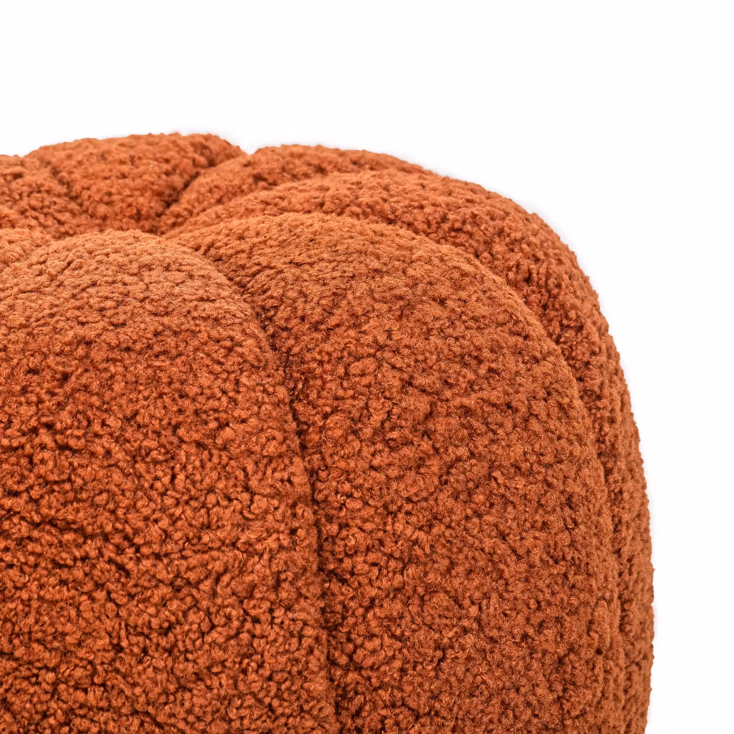 Nordlys Striped Bouclé Living Room Pouf in Red and Brown – 3