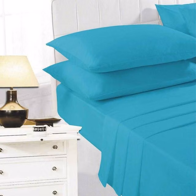 K Collection Single Percale Cotton Fitted Sheet in Teal