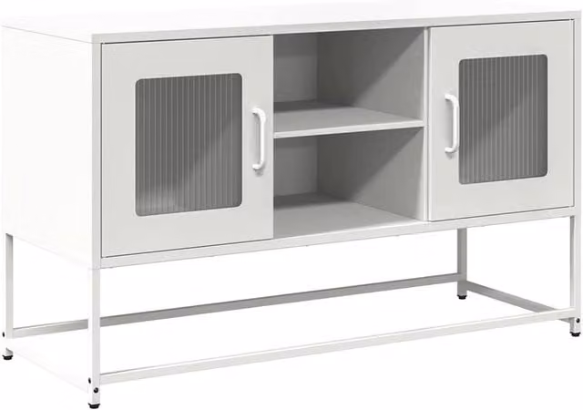 Berkfield Home White Steel TV Cabinet W: 100.5 cm, D: 39 cm, H: 60.5 cm