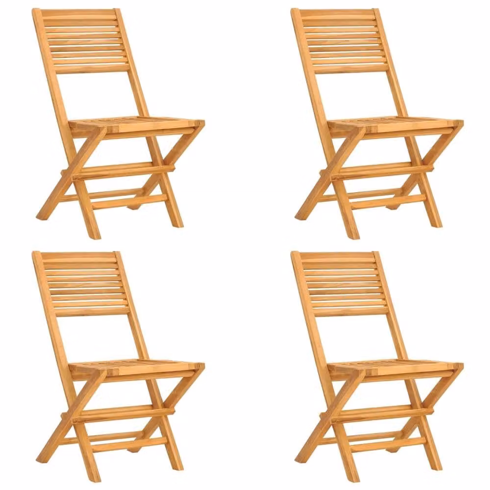 Berkfield Home Set of 4 Folding Garden Chairs in Brown Solid Teak Wood, W/D/H: 47 x 62 x 90 cm – 1