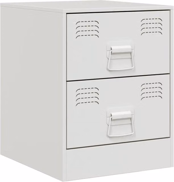 Berkfield Home White Metal Bedside Cabinet W/D/H: 34.5 x 39.0 x 44.0 cm