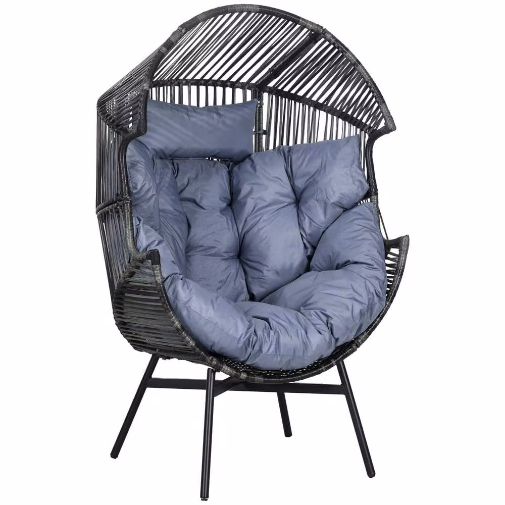 Wyld Haus Lilo Grey and Black String Style Egg Chair with Padded Cushion – 2