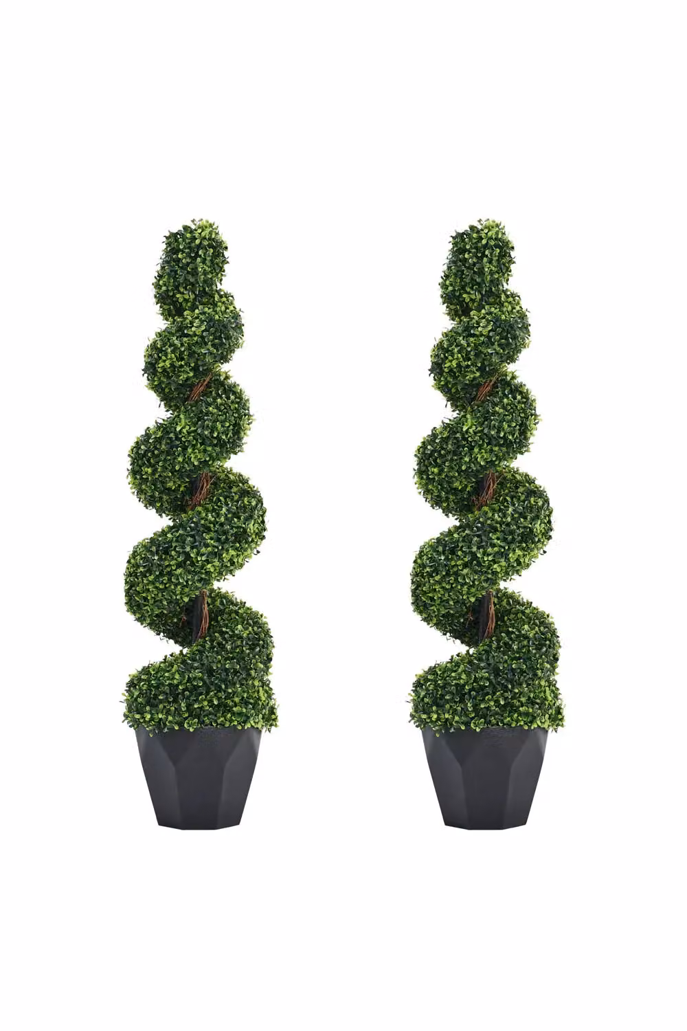 Living and Home 2 Pack Artificial Topiary Spiral Boxwood Trees in Green, Height: 120 cm – 4