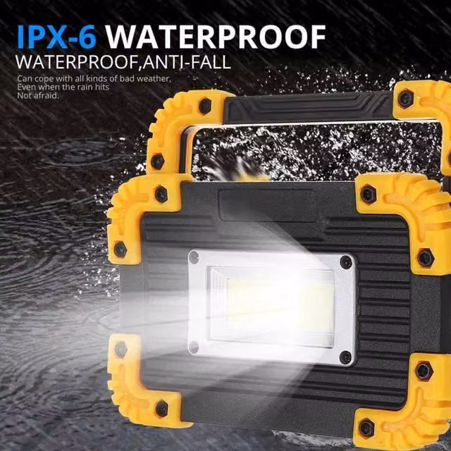 FLAVORA 2-Piece USB Rechargeable COB LED Work Light Inspection Torch in Yellow – 1