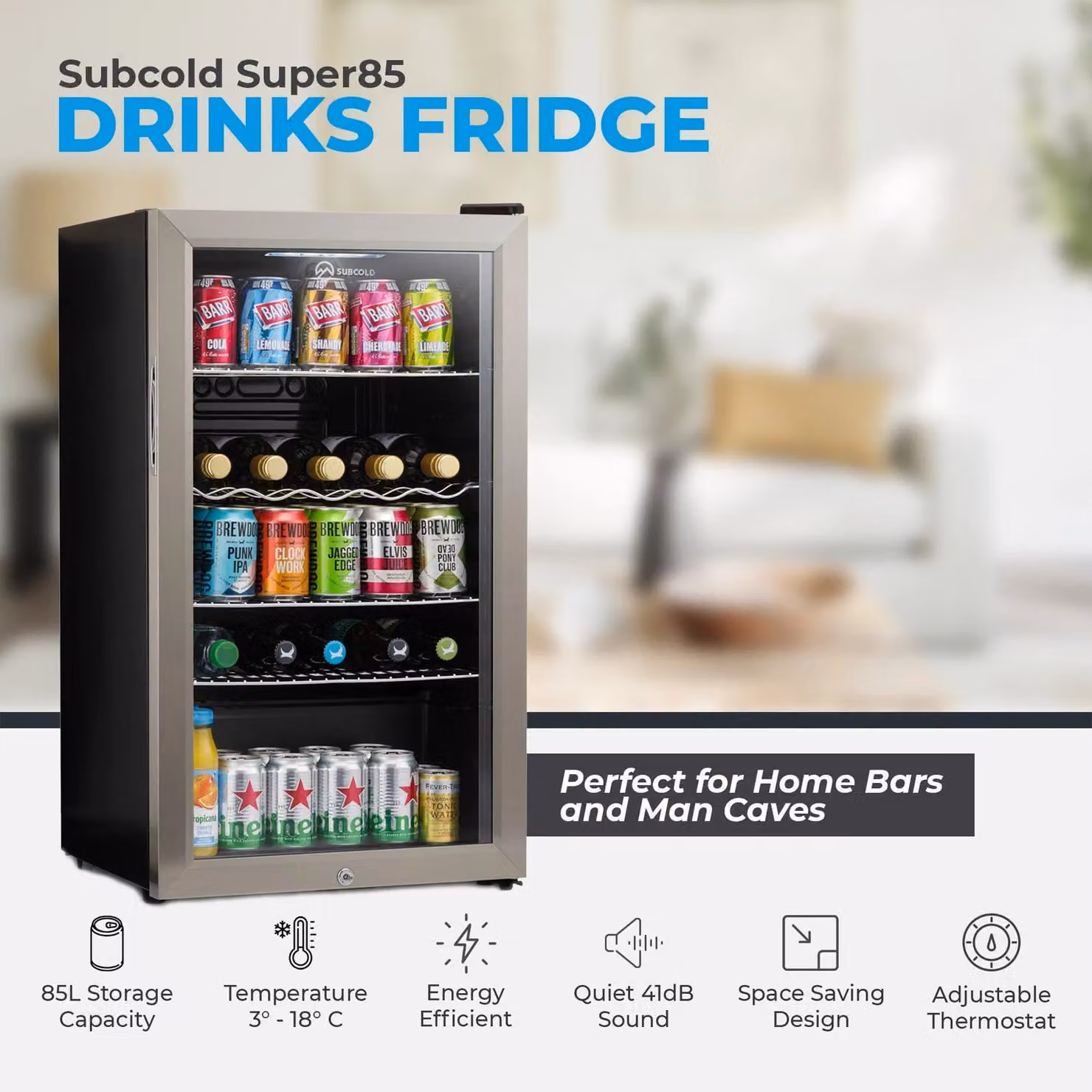 Subcold Super 85 LED Under Counter Compressor Beer Fridge in Silver – 4
