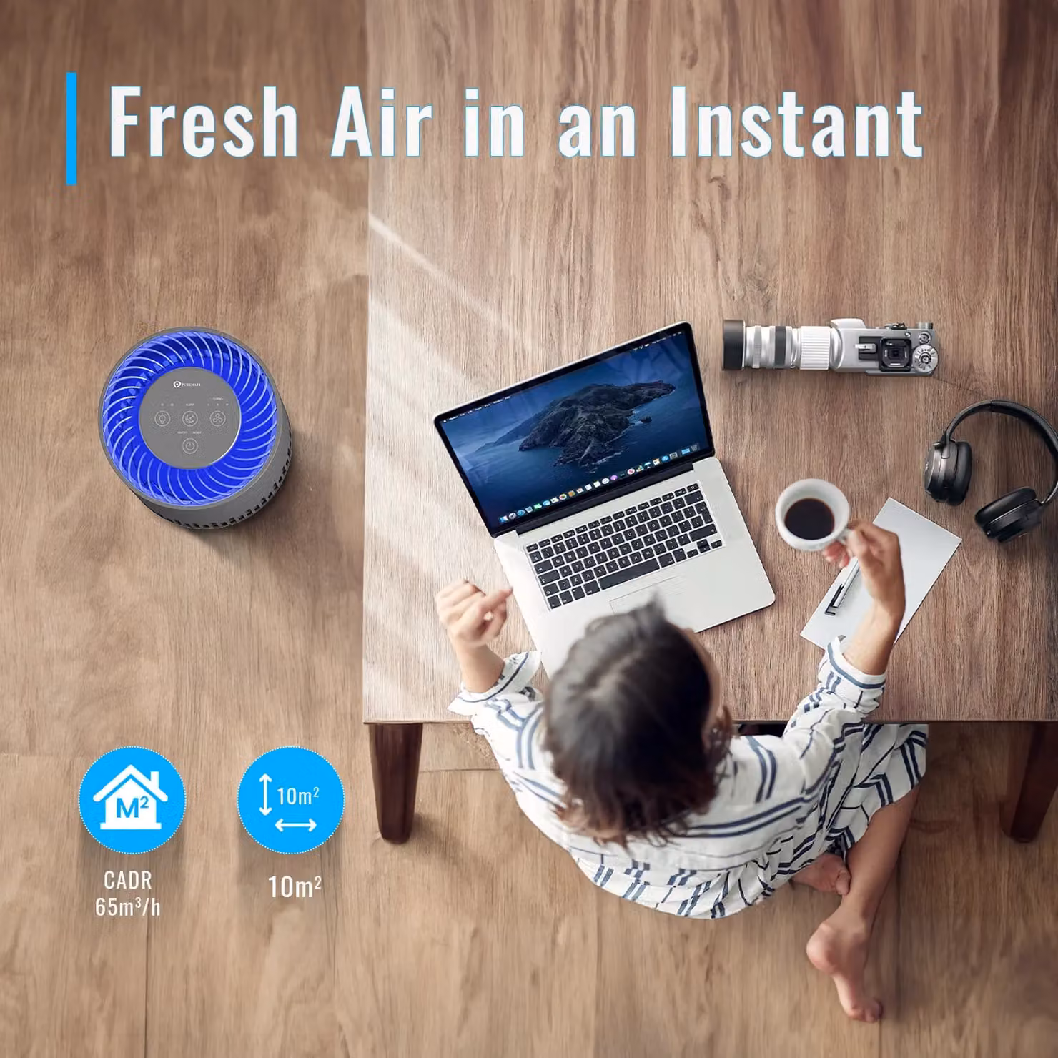 PureMate 3 in 1 HEPA Air Purifier with Sleep Mode and Night Light, Black – 2