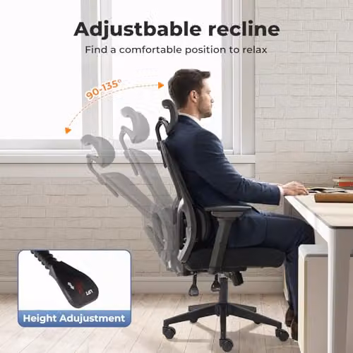 Levede Ergonomic Mesh Office Chair with Headrest and Armrests in Black – 5