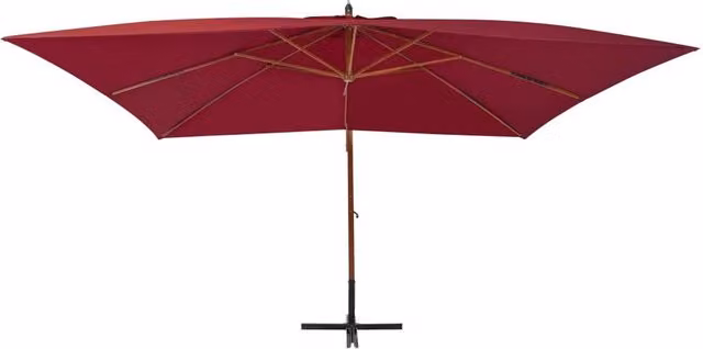 Berkfield Home Cantilever Garden Umbrella with Wooden Pole, Bordeaux Red, W: 400 cm, D: 300 cm