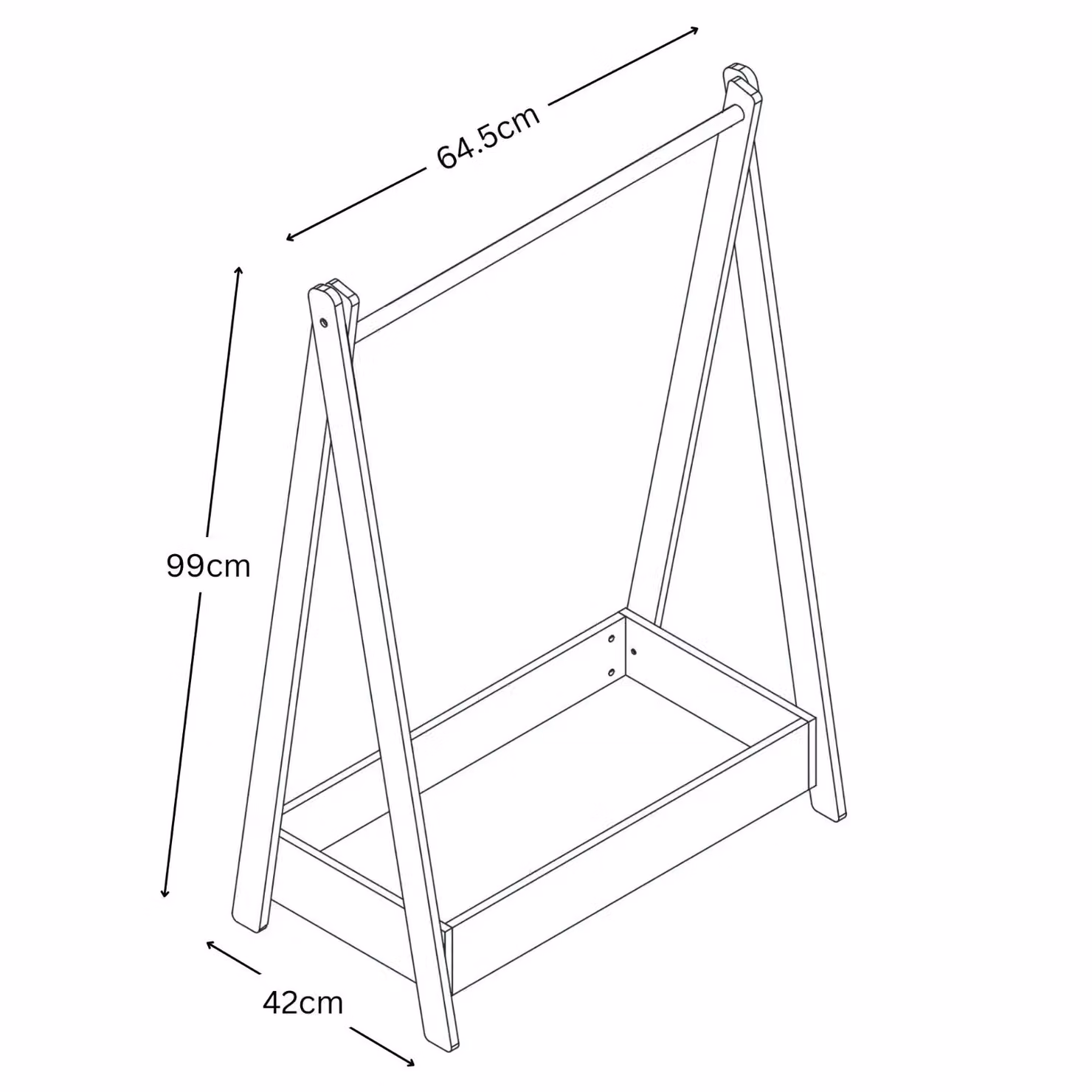 EONLION Grey Wooden Childrens Clothes Rail with Storage Shelf, W/D/H: 99 x 42 x 64.5 cm – 2