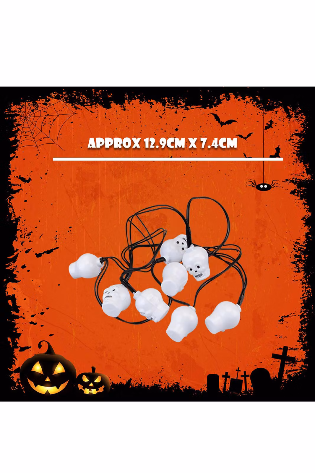 VFM e-Store Halloween LED Skull Lights, Set of 8, White – 2