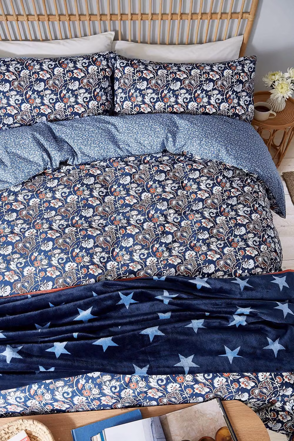 Helena Springfield Lawrence Reversible Cotton Duvet Cover and Pillowcase Set in Blue and Red, W/D/H: 180 x 200 cm – 3