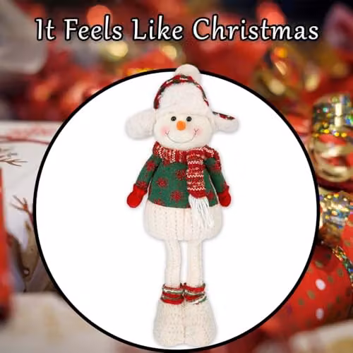 VFM e-Store Christmas Standing Snowman Decoration in White and Red, H 41 cm x W 21.5 cm – 6