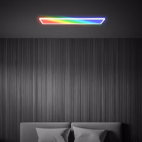 Briloner RGBW LED Ceiling Panel Lamp with Remote Control and Indirect Light, White, W/D/H: 98 x 20 x 3 cm – 4
