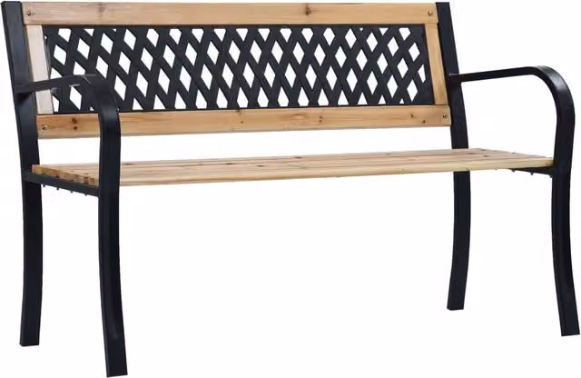 Berkfield Home Garden Bench in Brown Wood and Steel, Width: 120 cm