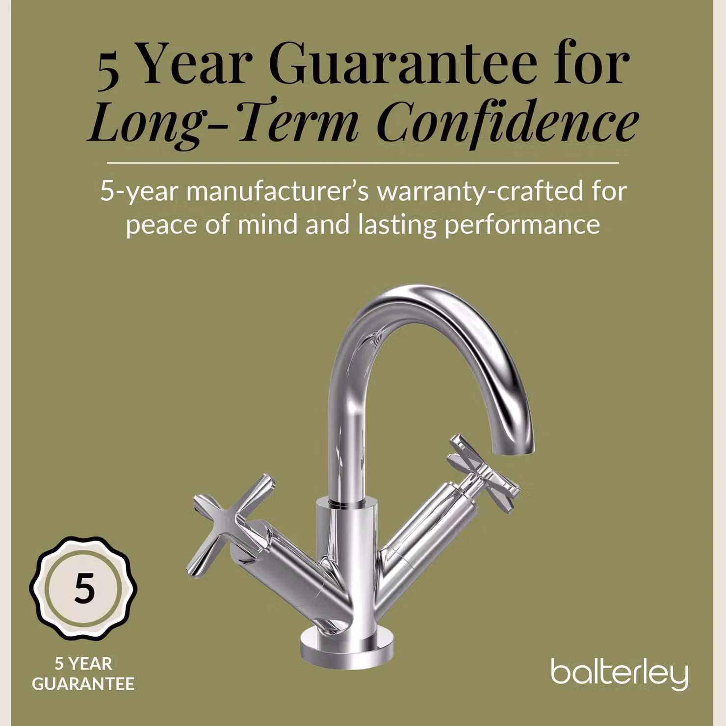 Balterley Connect Mono Basin Mixer Tap with Two Crosshead Handles and Swivel Spout in Chrome Silver – 3