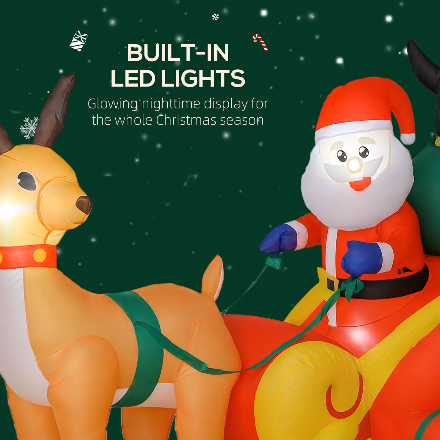 OUTSUNNY Multicolour Blow Up Outdoor Christmas Decoration with Built-in LED Lights – 4