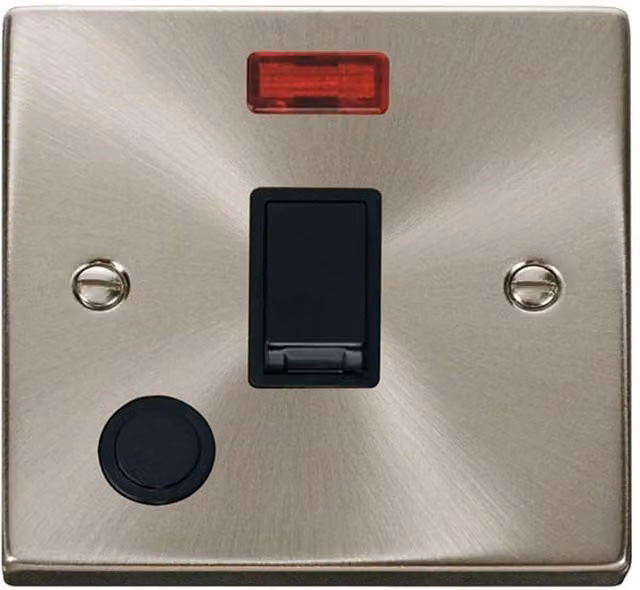 SE Home 1 Gang 20A DP Switch with Flex and Neon in Satin Brushed Chrome and Metallic Silver