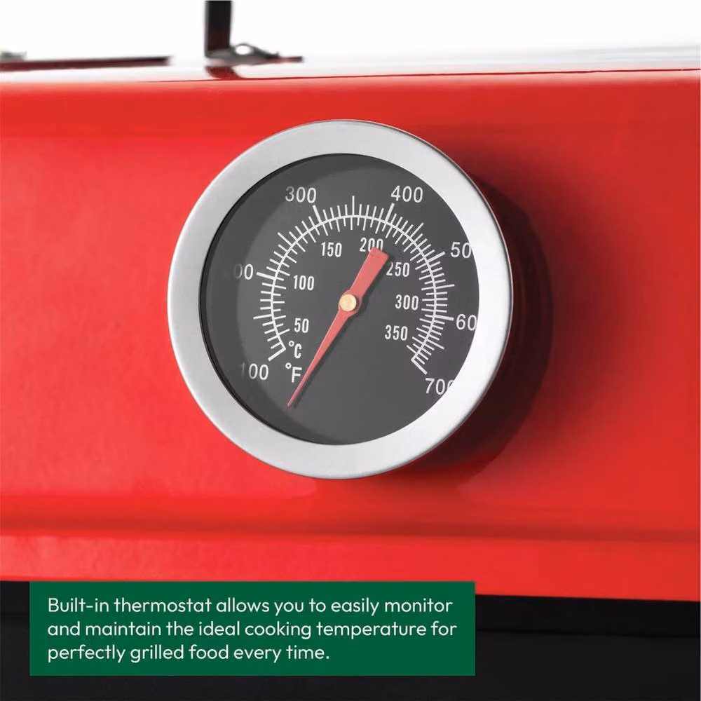 Kelvenix Tabletop Portable Charcoal Barbecue Compact Stainless Steel Grill in Red and Multicolour with Thermometer – 4