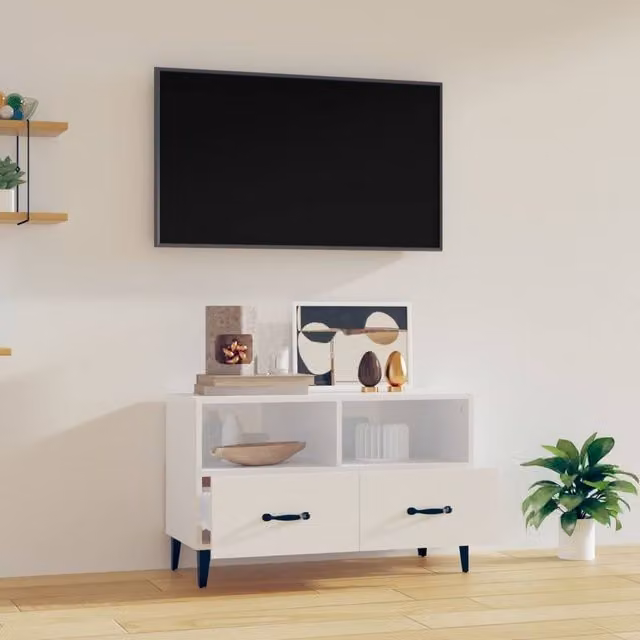 Berkfield Home Modern High Gloss White TV Cabinet W/D/H: 80 x 36 x 50 cm