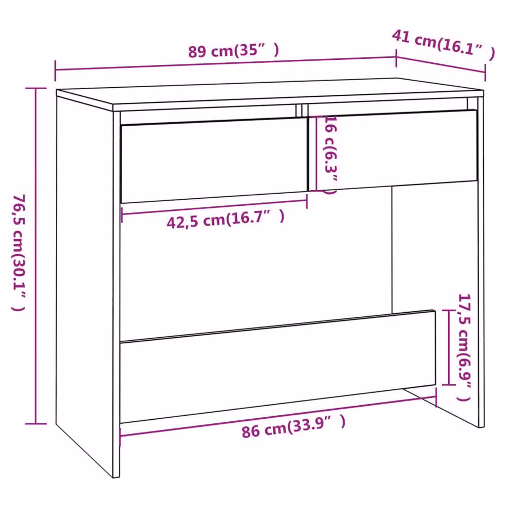 Berkfield Home Modern Black Metal Console Table W/D/H: 89 x 41 x 76.5 cm – 5