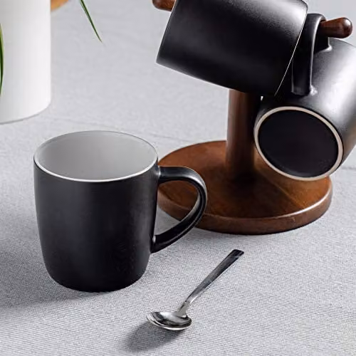 Argon Tableware Matte Black Stoneware Coffee Mugs, 350ml, Pack of 2 – 3