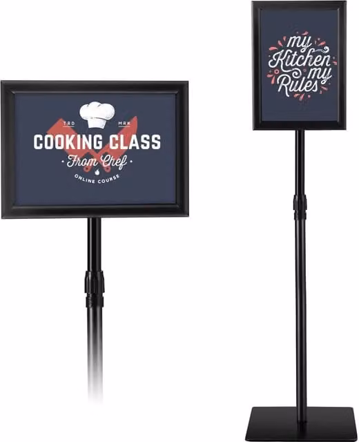 Costway A4 Adjustable Aluminum Floor Standing Poster Holder Snap Frame in Black – 1