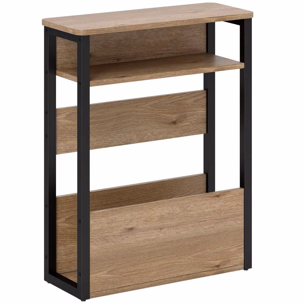 Wyld Haus Neleke Side Table in Walnut Brown Wood Effect with Black Metal Frame – 2