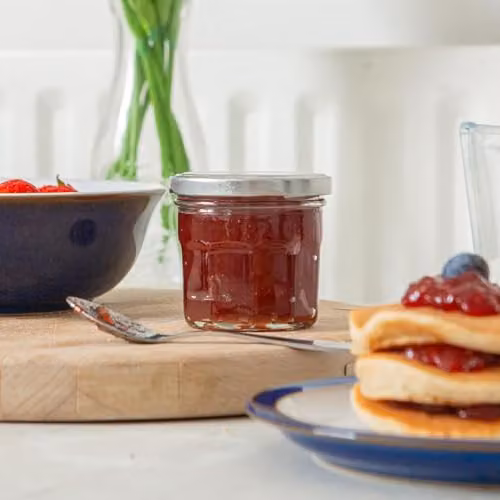 Argon Tableware Transparent Glass Jam Jars with Airtight Silver Metal Lids, 130ml, Pack of 24 – 2