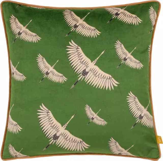 Avalon Green and White Velvet Piped Square Cushion