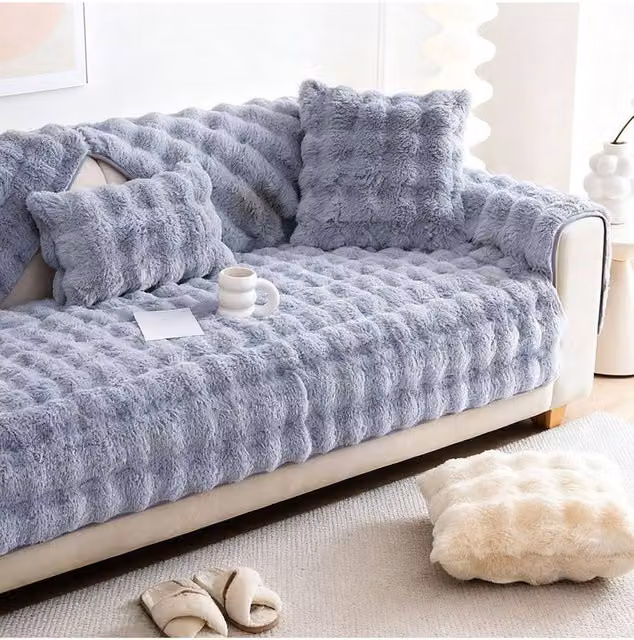 Living and Home Stain Resistant Fleece Sofa Cover in Grey, Large – 1