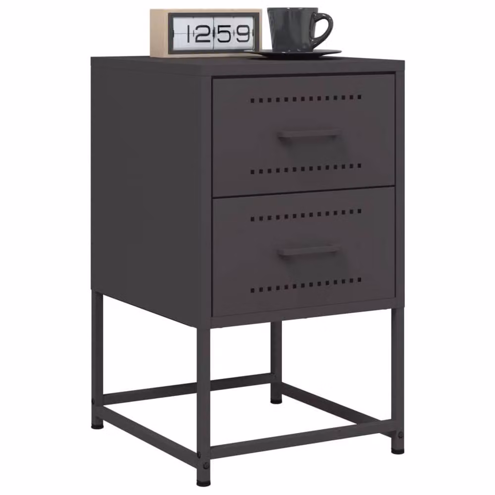 Berkfield Home Set of 2 Black Industrial Metal Bedside Cabinets, W/D/H: 36 x 39 x 60.5 cm – 2