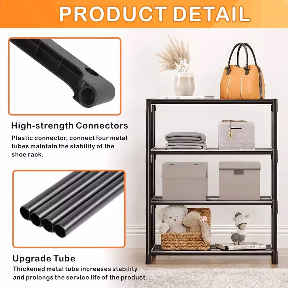 EONLION 3 Tier Slim Narrow Freestanding Shoe Rack in Black – 3