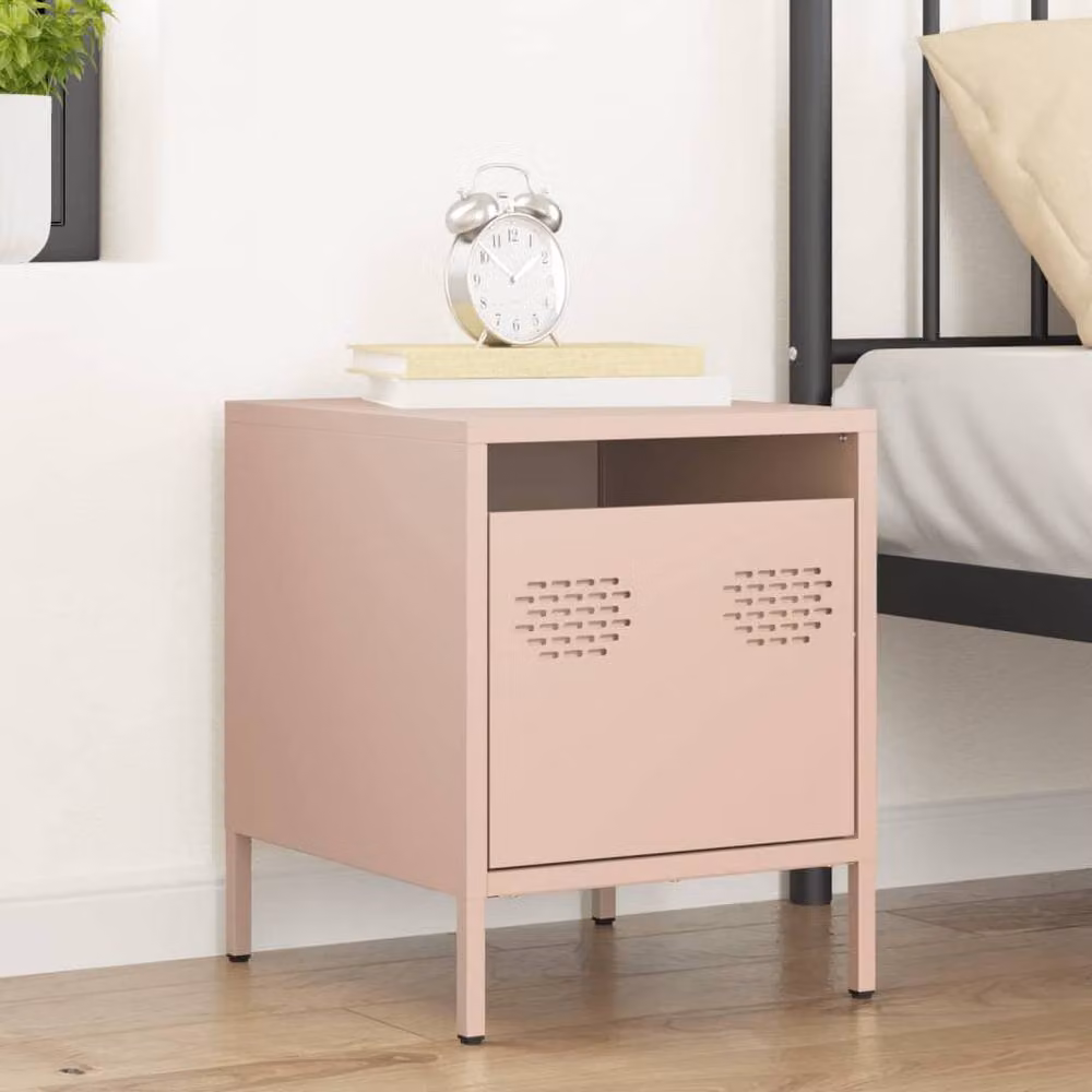 Berkfield Home Pink Steel Bedside Cabinet W/D/H: 35 x 39 x 43.5 cm – 2