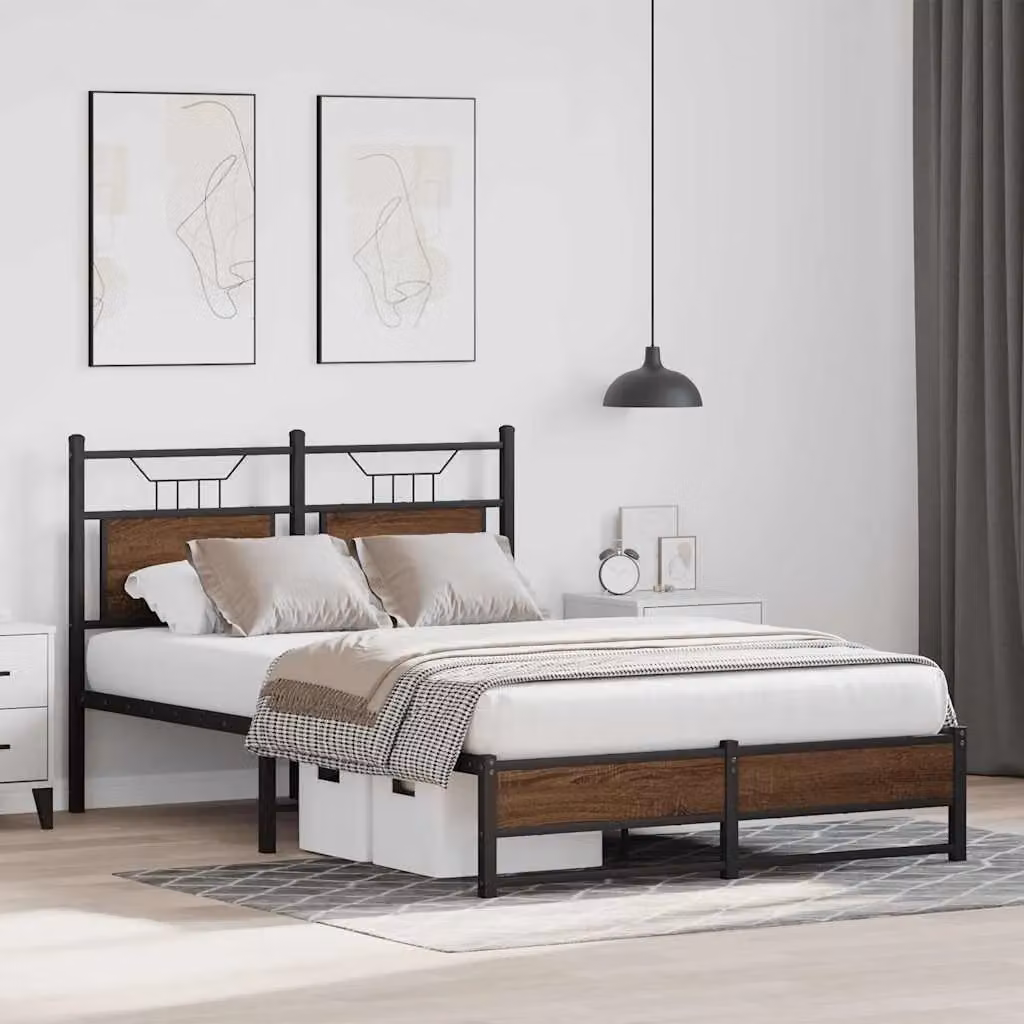 Berkfield Home Small Double Bed Frame in Brown Oak, W/D/H: 120 x 200 cm – 3