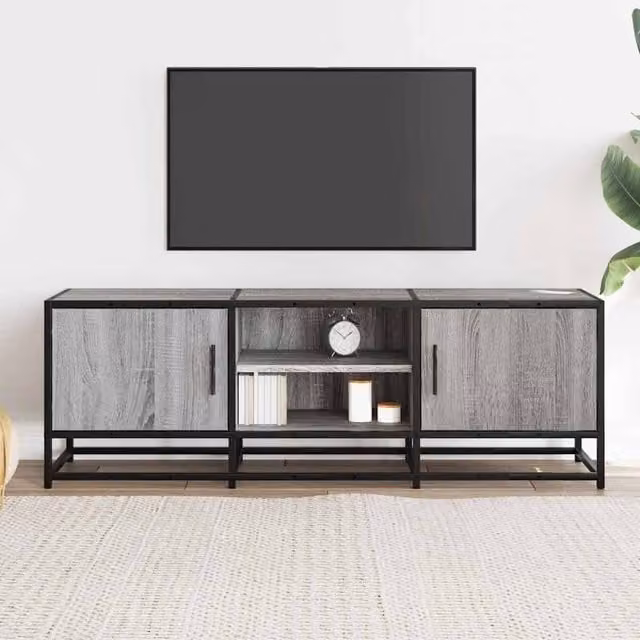 Berkfield Home Industrial Grey Sonoma TV Cabinet in Engineered Wood and Metal, W/D/H: 120 x 35 x 41 cm