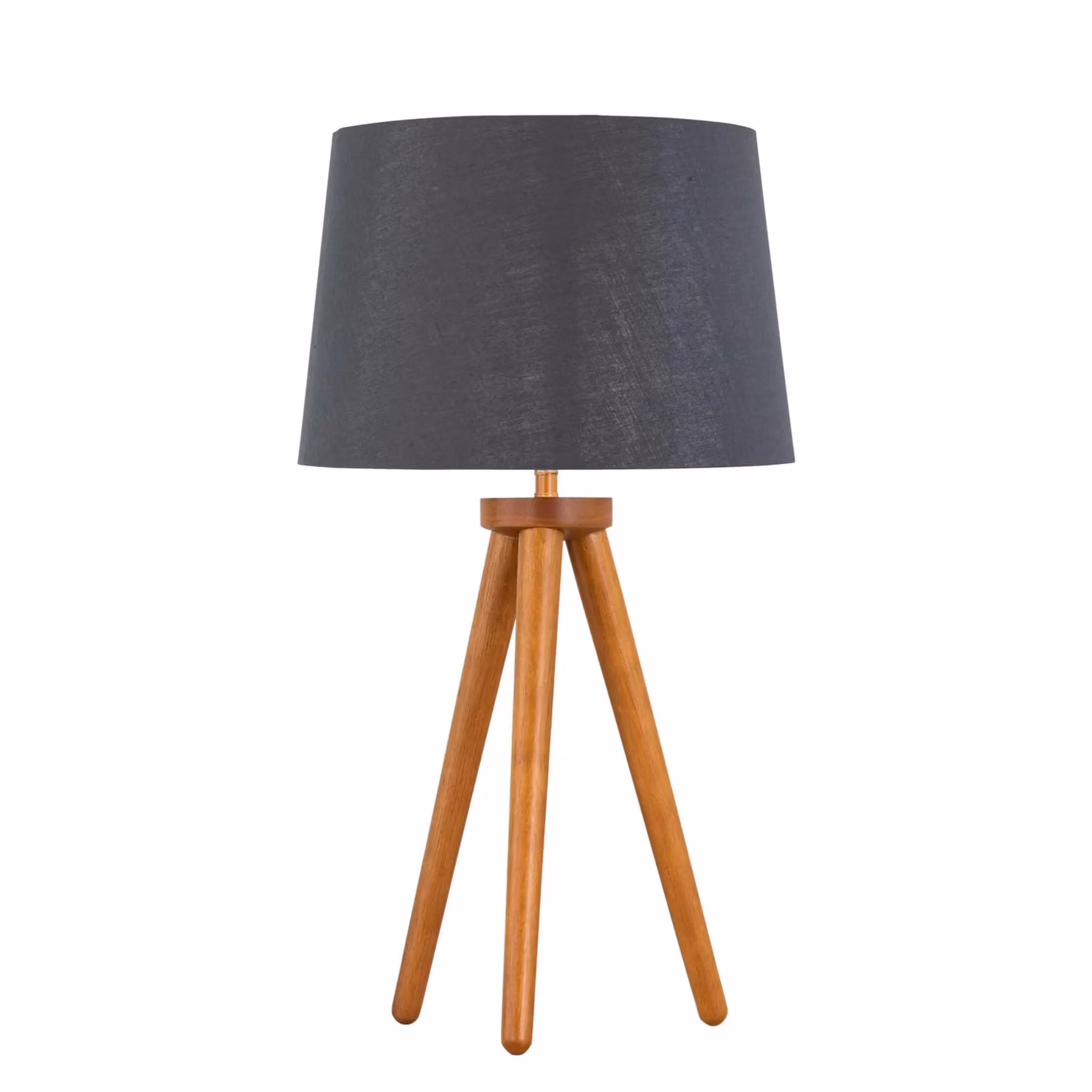 First Choice Lighting Set of 2 Dark Oak Table Lamps with Grey and Silver Fabric Shades, H: 51.0 cm, W: 28.5 cm, D: 28.5 cm – 2
