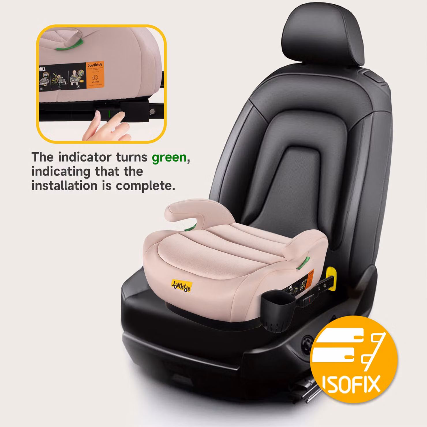 Aosom Pink ISOFIX Car Booster Seat with Cup Holder, ECE R129 i-Size, W: 42 cm, D: 40 cm, H: 17 cm – 4