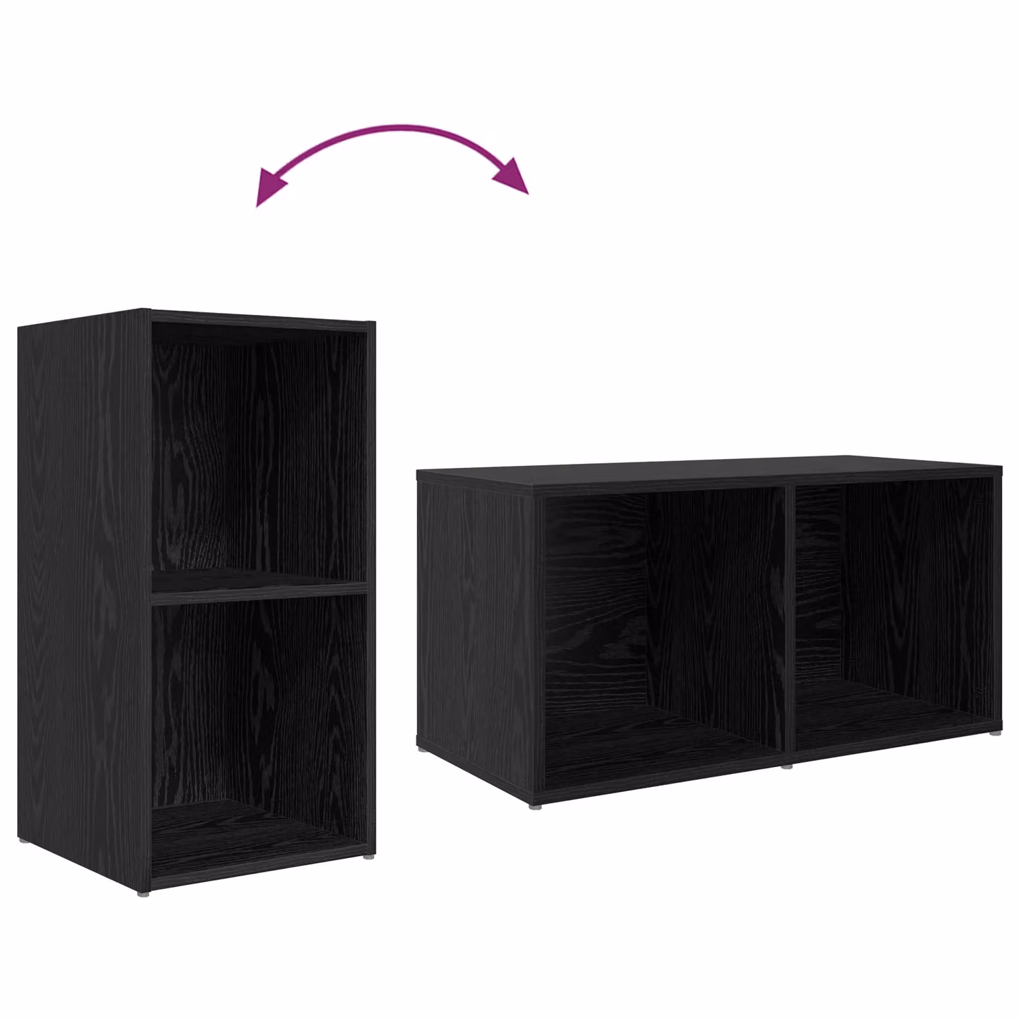 Berkfield Home Modern 8-Piece Black Oak TV Cabinet Set with Storage Shelves and Media Compartments – 6