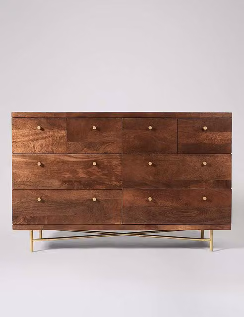 Swoon Halle Modern Mango Wood 8 Drawer Chest in Medium Brown