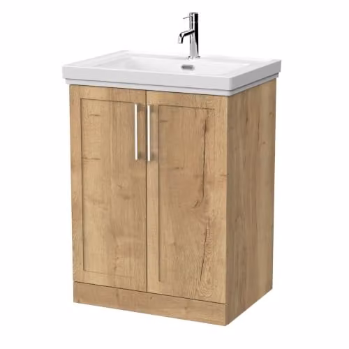 Balterley Stonnall Traditional Floor Standing 2 Door Vanity Unit with 1 Tap Hole Fireclay Basin, Autumn Oak