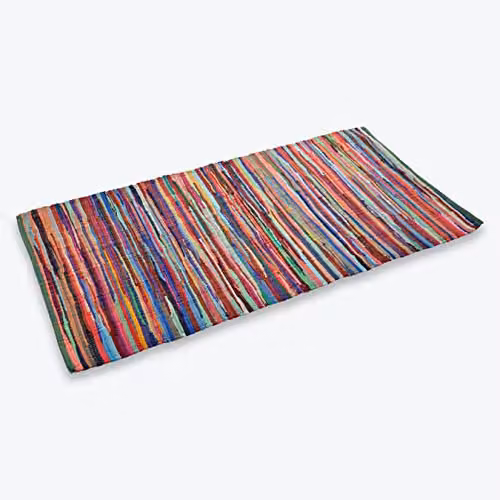 Allure Bath Fashions Multicoloured Patchwork Chindi Rag Rug, W: 60 cm, L: 180 cm