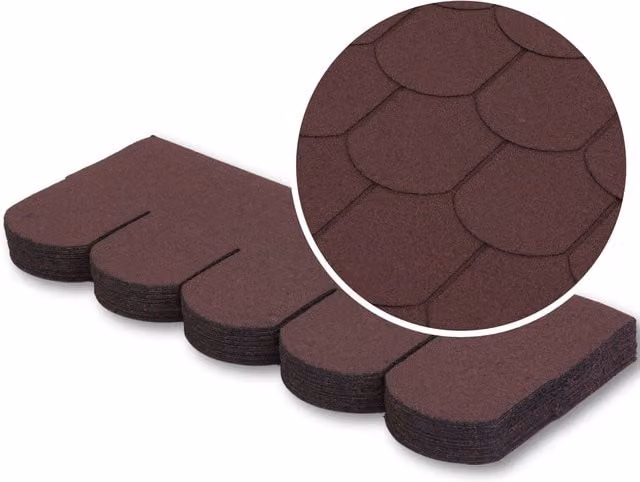 NOVECRAFTO Beavertail Fish Scales Design Asphalt Roof Shingles, 25 Pieces, Brown