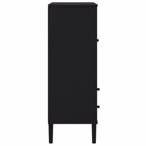 vidaXL SENJA Highboard in Black Rattan Look Solid Pine Wood with Hinged Doors and Internal Drawers, W/D/H: 90 x 40 x 112 cm – 4